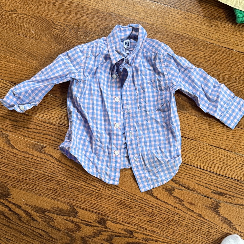 Janie and Jack Light Blue and Pink Checkered Shirt